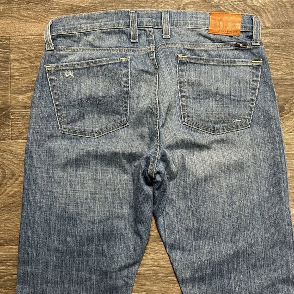 Lucky Brand Jeans 27/4 Sienna Weekender Straight Leg Crop Medium Wash Distressed - Picture 8 of 9